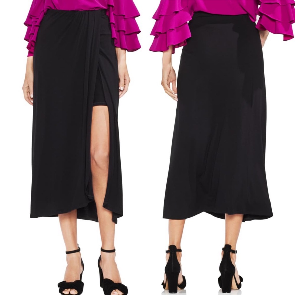 VINCE CAMUTO Twist Tie Front Maxi Skirt Black MEDIUM